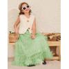 imageFlygo Tulle Skirts for Girls Long Tutu Skirt A Line Layered Ruffle Tiered Mesh Maxi Skirt Petticoat 514 YearsLight Green