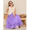 imageFlygo Tulle Skirts for Girls Long Tutu Skirt A Line Layered Ruffle Tiered Mesh Maxi Skirt Petticoat 514 YearsPurple