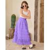 imageFlygo Tulle Skirts for Girls Long Tutu Skirt A Line Layered Ruffle Tiered Mesh Maxi Skirt Petticoat 514 YearsPurple