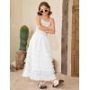 imageFlygo Tulle Skirts for Girls Long Tutu Skirt A Line Layered Ruffle Tiered Mesh Maxi Skirt Petticoat 514 YearsWhite