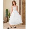imageFlygo Tulle Skirts for Girls Long Tutu Skirt A Line Layered Ruffle Tiered Mesh Maxi Skirt Petticoat 514 YearsWhite