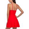 imageFlygo Womens 2 Piece Swimsuits Tankini Tummy Control Athletic QuickDry Swimdress Printed Split Skirt Padded SwimwearRed
