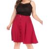 imageFlygo Womens ALine High Waisted Button Front Belted Pleated Skater Skirts Midi Knee Length SkirtBlack