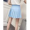 imageFlygo Womens Casual Elastic High Waist Pleated Slim Mini Aline SkirtBlue