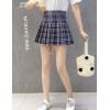 imageFlygo Womens Casual Elastic High Waist Pleated Slim Mini Aline SkirtBlue Check