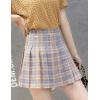 imageFlygo Womens Casual Elastic High Waist Pleated Slim Mini Aline SkirtGray Check