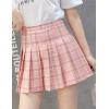 imageFlygo Womens Casual Elastic High Waist Pleated Slim Mini Aline SkirtPink Check