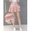 imageFlygo Womens Casual Elastic High Waist Pleated Slim Mini Aline SkirtPink Check