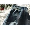 imageFlygo Womens Casual Elastic Waist Midi Long Denim Skirt with Pockets Light Blue