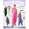 imageFlygo Womens Casual Jumpsuit Crewneck Cap Sleeve Long Wide Leg Pants One Piece Outfits Drawstring Romper with PocketsCoffee
