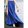 imageFlygo Womens Casual Metallic Shiny Shimmer Pleated Swing Maxi Long SkirtBlue