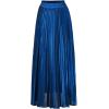 imageFlygo Womens Casual Metallic Shiny Shimmer Pleated Swing Maxi Long SkirtBlue