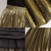 imageFlygo Womens Casual Metallic Shiny Shimmer Pleated Swing Maxi Long SkirtGold