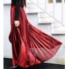 imageFlygo Womens Casual Metallic Shiny Shimmer Pleated Swing Maxi Long SkirtRed
