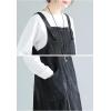imageFlygo Womens Casual Mid Length Long Corduroy Jumpers Button Down Swing Overall Pinafore Dress SkirtBlack