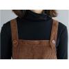 imageFlygo Womens Casual Mid Length Long Corduroy Jumpers Button Down Swing Overall Pinafore Dress SkirtCoffee