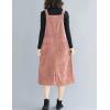 imageFlygo Womens Casual Mid Length Long Corduroy Jumpers Button Down Swing Overall Pinafore Dress SkirtPink