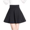 imageFlygo Womens Classic High Waist Above Knee Solid Color Flared A Line Mini Skirt SkortBlack