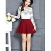 imageFlygo Womens Classic High Waist Above Knee Solid Color Flared A Line Mini Skirt SkortWine Red
