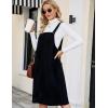 imageFlygo Womens Corduroy Jumper Overall Pinafore Midi Dress Skirt with PocketsBlack