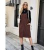imageFlygo Womens Corduroy Jumper Overall Pinafore Midi Dress Skirt with PocketsBrown