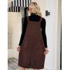 imageFlygo Womens Corduroy Jumper Overall Pinafore Midi Dress Skirt with PocketsBrown
