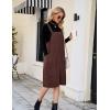 imageFlygo Womens Corduroy Jumper Overall Pinafore Midi Dress Skirt with PocketsBrown