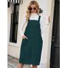 imageFlygo Womens Corduroy Jumper Overall Pinafore Midi Dress Skirt with PocketsDark Green