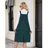 imageFlygo Womens Corduroy Jumper Overall Pinafore Midi Dress Skirt with PocketsDark Green
