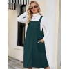 imageFlygo Womens Corduroy Jumper Overall Pinafore Midi Dress Skirt with PocketsDark Green