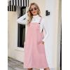imageFlygo Womens Corduroy Jumper Overall Pinafore Midi Dress Skirt with PocketsPink