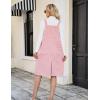 imageFlygo Womens Corduroy Jumper Overall Pinafore Midi Dress Skirt with PocketsPink