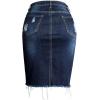 imageFlygo Womens Distressed Knee Length Denim Pencil Skirts Middle SlitBlue