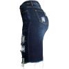 imageFlygo Womens Distressed Knee Length Denim Pencil Skirts Middle SlitBlue