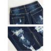imageFlygo Womens Distressed Knee Length Denim Pencil Skirts Middle SlitBlue