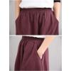 imageFlygo Womens Elastic High Waist Cotton Linen Distressed Vintage Midi SkirtBlack