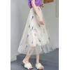 imageFlygo Womens Elastic High Waisted Layered Mesh Tulle Party Long SkirtApricot
