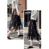 imageFlygo Womens Elastic High Waisted Layered Mesh Tulle Party Long SkirtBlack