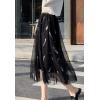 imageFlygo Womens Elastic High Waisted Layered Mesh Tulle Party Long SkirtBlack