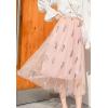 imageFlygo Womens Elastic High Waisted Layered Mesh Tulle Party Long SkirtPink