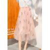 imageFlygo Womens Elastic High Waisted Layered Mesh Tulle Party Long SkirtPink