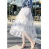 imageFlygo Womens Elastic High Waisted Layered Mesh Tulle Party Long SkirtWhite