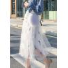 imageFlygo Womens Elastic High Waisted Layered Mesh Tulle Party Long SkirtWhite
