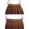 imageFlygo Womens Elastic Waist Button Front ALine Corduroy Midi Skirt with PocketsKhaki