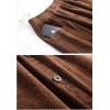 imageFlygo Womens Elastic Waist Button Front ALine Corduroy Midi Skirt with PocketsKhaki