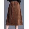 imageFlygo Womens Elastic Waist Button Front ALine Corduroy Midi Skirt with PocketsKhaki