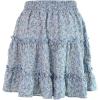 imageFlygo Womens High Waist Boho ALine Ruffle Frill Pleated Flare Short SkirtBlue
