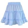 imageFlygo Womens High Waist Boho ALine Ruffle Frill Pleated Flare Short SkirtBlue Polka