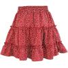 imageFlygo Womens High Waist Boho ALine Ruffle Frill Pleated Flare Short SkirtRed Polka