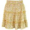 imageFlygo Womens High Waist Boho ALine Ruffle Frill Pleated Flare Short SkirtYellow